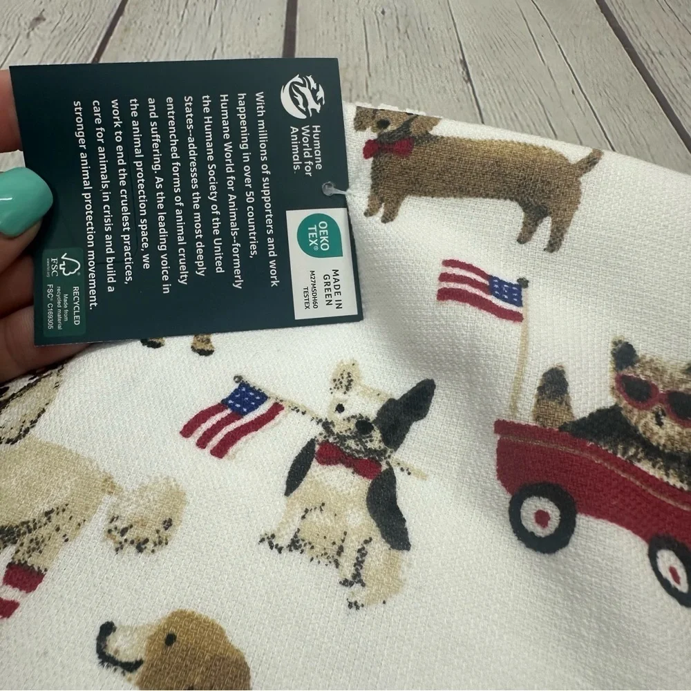 NWT Patriotic Dog Print Kitchen Towel 100% cotton set of 3